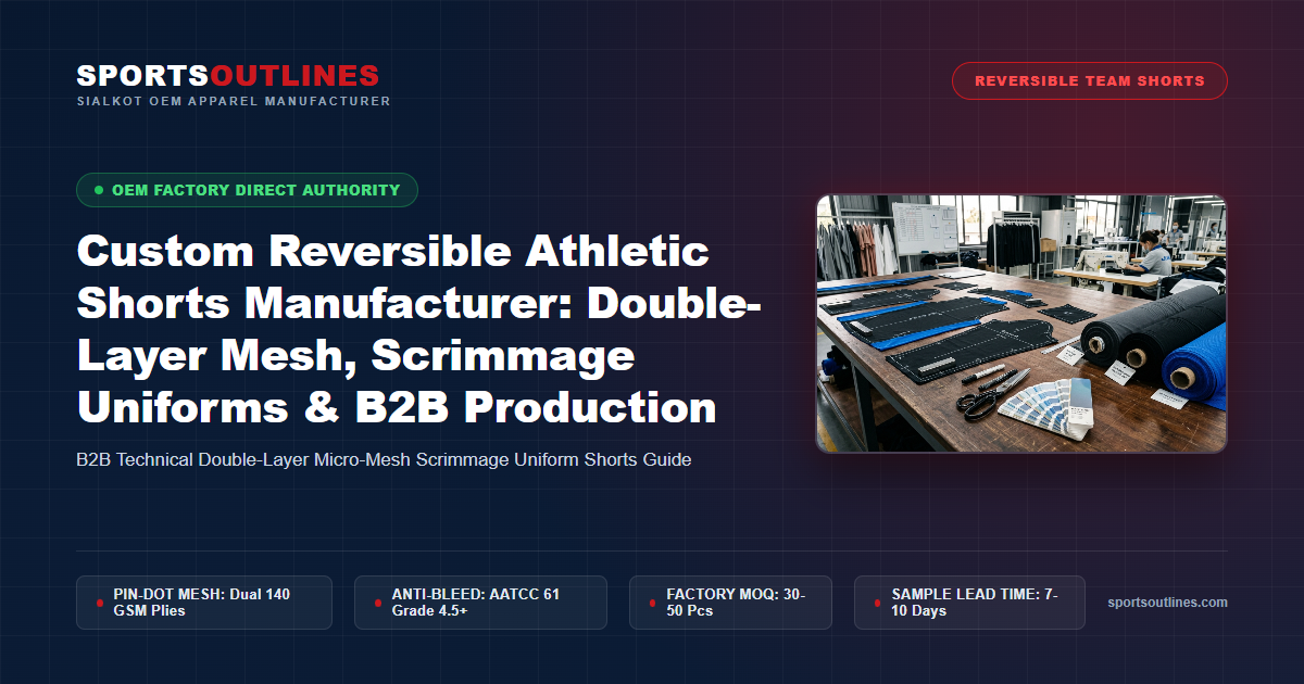 Read more about the article Custom Reversible Athletic Shorts Manufacturer: Double-Layer Mesh, Scrimmage Uniforms & B2B Production
