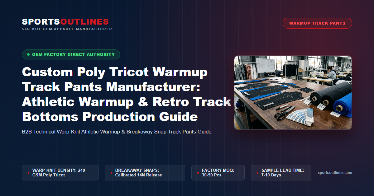 Read more about the article Custom Poly Tricot Warmup Track Pants Manufacturer: Athletic Warmup & Retro Track Bottoms Production Guide