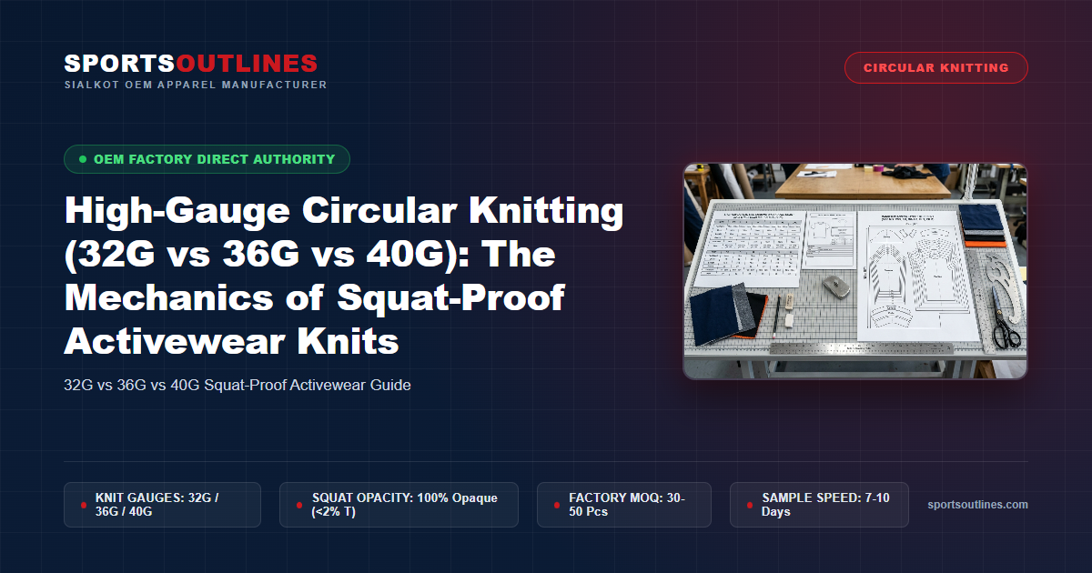 High-Gauge Circular Knitting (32G vs 36G vs 40G): The Mechanics of Squat-Proof Activewear Knits - Sports Outlines Sialkot Manufacturer