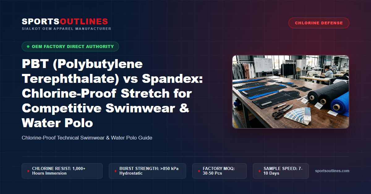 PBT (Polybutylene Terephthalate) vs Spandex: Chlorine-Proof Stretch for Competitive Swimwear & Water Polo - Sports Outlines Sialkot Manufacturer
