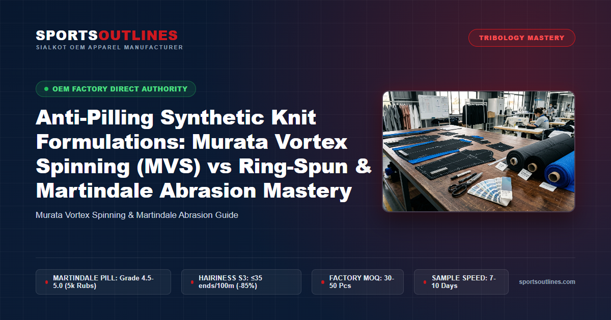 Anti-Pilling Synthetic Knit Formulations: Murata Vortex Spinning (MVS) vs Ring-Spun & Martindale Abrasion Mastery - Sports Outlines Sialkot Manufacturer