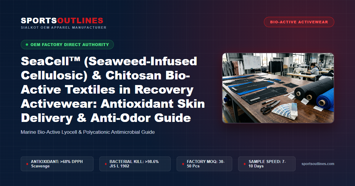 SeaCell™ (Seaweed-Infused Cellulosic) & Chitosan Bio-Active Textiles in Recovery Activewear: Antioxidant Skin Delivery & Anti-Odor Guide - Sports Outlines Sialkot Manufacturer
