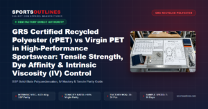 GRS Certified Recycled Polyester (rPET) vs Virgin PET in High-Performance Sportswear: Tensile Strength, Dye Affinity & Intrinsic Viscosity (IV) Control - Sports Outlines Sialkot Manufacturer