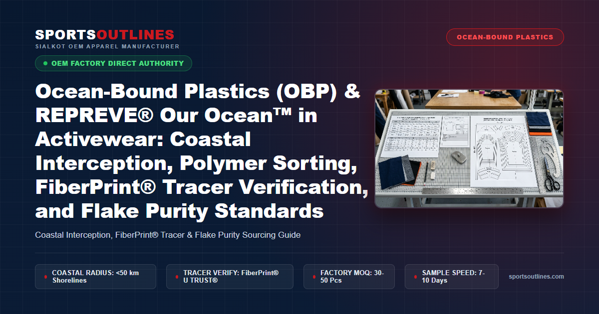 Ocean-Bound Plastics (OBP) & REPREVE® Our Ocean™ in Activewear: Coastal Interception, Polymer Sorting, FiberPrint® Tracer Verification, and Flake Purity Standards - Sports Outlines Sialkot Manufacturer