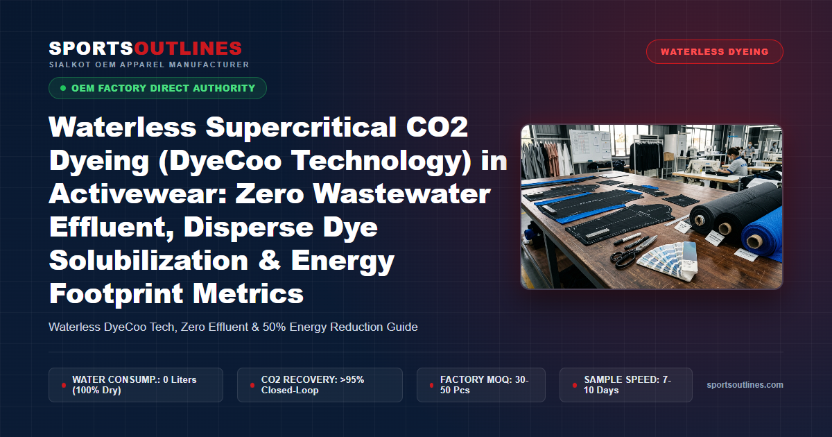 Waterless Supercritical CO2 Dyeing (DyeCoo Technology) in Activewear: Zero Wastewater Effluent, Disperse Dye Solubilization & Energy Footprint Metrics - Sports Outlines Sialkot Manufacturer
