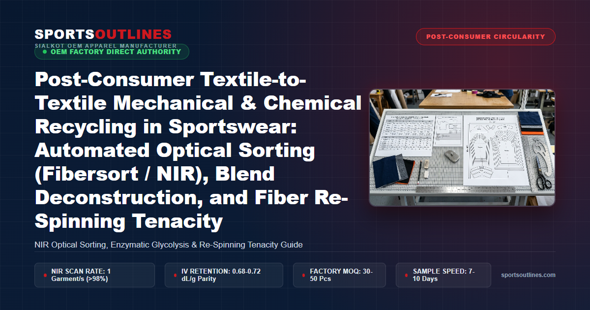 Post-Consumer Textile-to-Textile Mechanical & Chemical Recycling in Sportswear: Automated Optical Sorting (Fibersort / NIR), Blend Deconstruction, and Fiber Re-Spinning Tenacity - Sports Outlines Sialkot Manufacturer