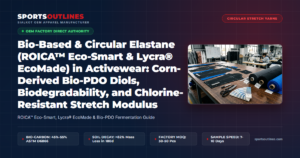 Bio-Based & Circular Elastane (ROICA™ Eco-Smart & Lycra® EcoMade) in Activewear: Corn-Derived Bio-PDO Diols, Biodegradability, and Chlorine-Resistant Stretch Modulus - Sports Outlines Sialkot Manufacturer
