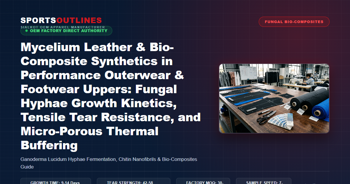 Mycelium Leather & Bio-Composite Synthetics in Performance Outerwear & Footwear Uppers: Fungal Hyphae Growth Kinetics, Tensile Tear Resistance, and Micro-Porous Thermal Buffering - Sports Outlines Sialkot Manufacturer
