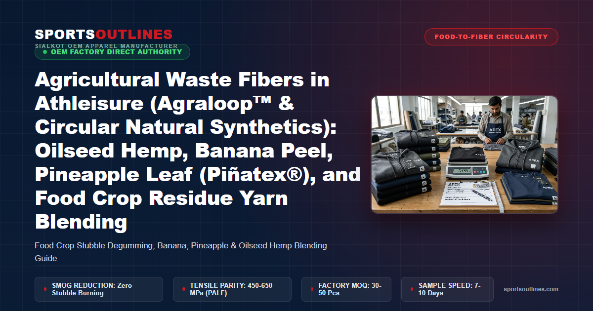 Agricultural Waste Fibers in Athleisure (Agraloop™ & Circular Natural Synthetics): Oilseed Hemp, Banana Peel, Pineapple Leaf (Piñatex®), and Food Crop Residue Yarn Blending - Sports Outlines Sialkot Manufacturer