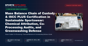 Mass Balance Chain of Custody & ISCC PLUS Certification in Sustainable Sportswear: Chemical Attribution, Co-Processing Audits, and Greenwashing Defense - Sports Outlines Sialkot Manufacturer