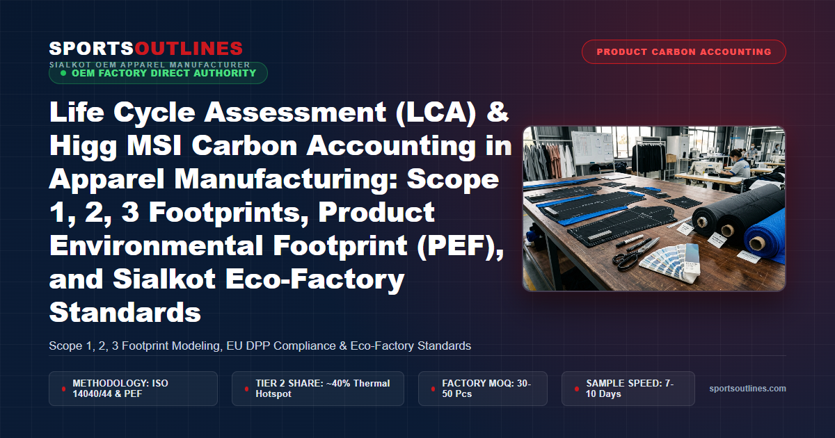 Life Cycle Assessment (LCA) & Higg MSI Carbon Accounting in Apparel Manufacturing: Scope 1, 2, 3 Footprints, Product Environmental Footprint (PEF), and Sialkot Eco-Factory Standards - Sports Outlines Sialkot Manufacturer