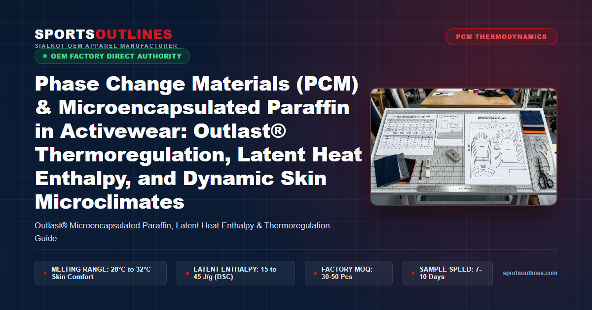 Phase Change Materials (PCM) & Microencapsulated Paraffin in Activewear: Outlast® Thermoregulation, Latent Heat Enthalpy, and Dynamic Skin Microclimates - Sports Outlines Sialkot Manufacturer