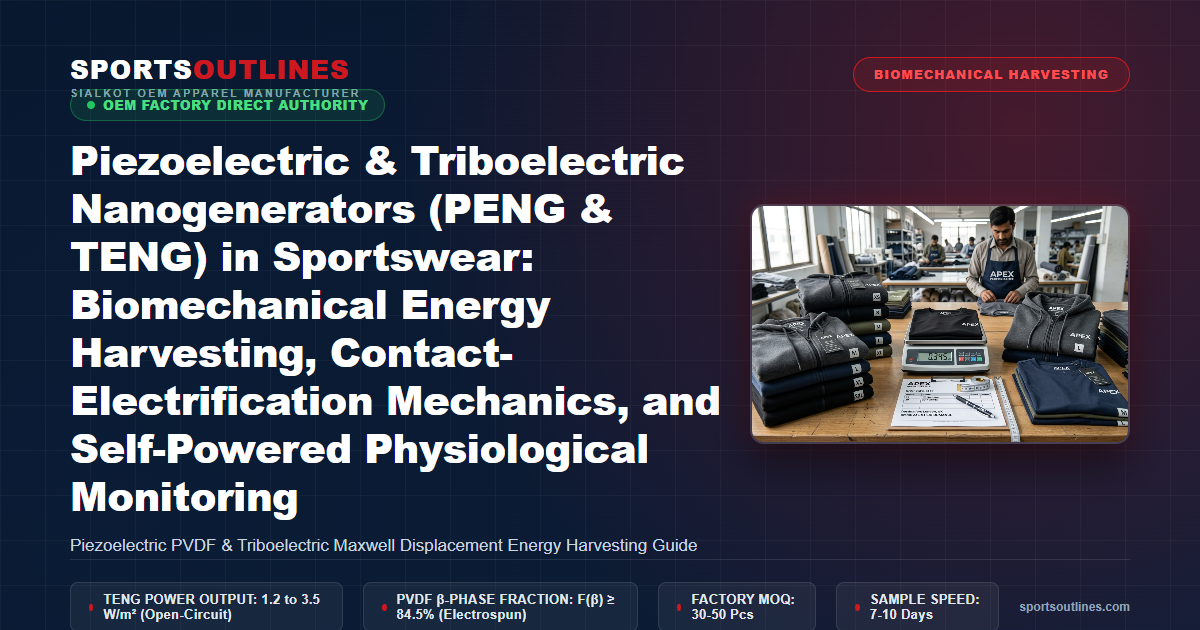 Piezoelectric & Triboelectric Nanogenerators (PENG & TENG) in Sportswear: Biomechanical Energy Harvesting, Contact-Electrification Mechanics, and Self-Powered Physiological Monitoring - Sports Outlines Sialkot Manufacturer