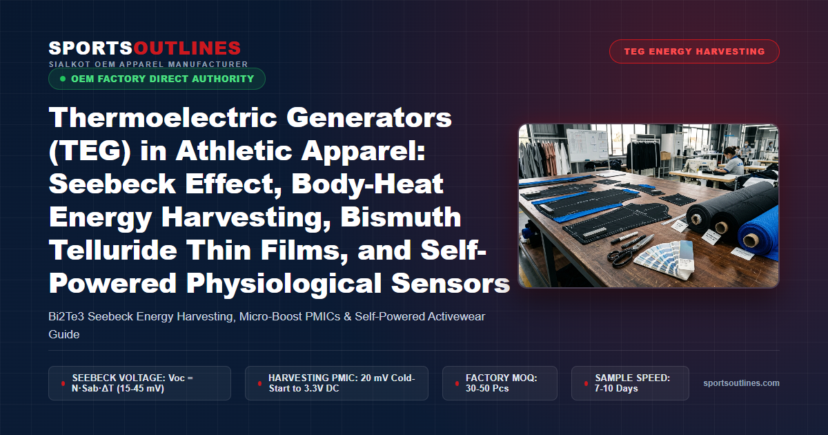 Thermoelectric Generators (TEG) in Athletic Apparel: Seebeck Effect, Body-Heat Energy Harvesting, Bismuth Telluride Thin Films, and Self-Powered Physiological Sensors - Sports Outlines Sialkot Manufacturer