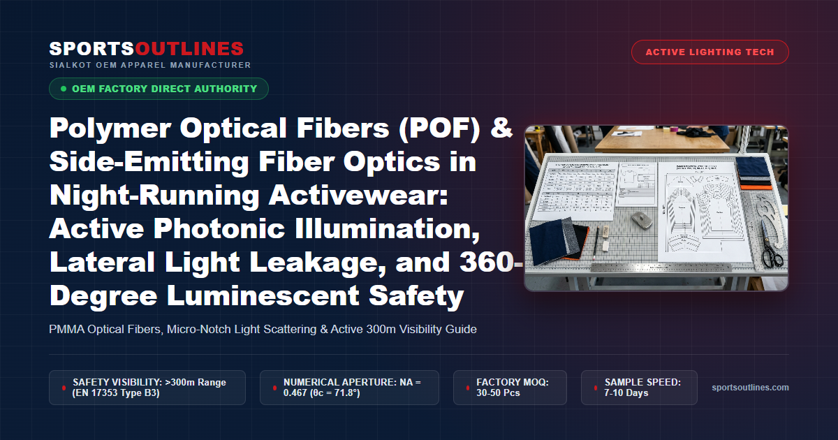 Polymer Optical Fibers (POF) & Side-Emitting Fiber Optics in Night-Running Activewear: Active Photonic Illumination, Lateral Light Leakage, and 360-Degree Luminescent Safety - Sports Outlines Sialkot Manufacturer