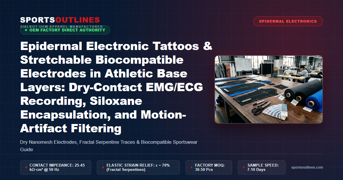 Epidermal Electronic Tattoos & Stretchable Biocompatible Electrodes in Athletic Base Layers: Dry-Contact EMG/ECG Recording, Siloxane Encapsulation, and Motion-Artifact Filtering - Sports Outlines Sialkot Manufacturer