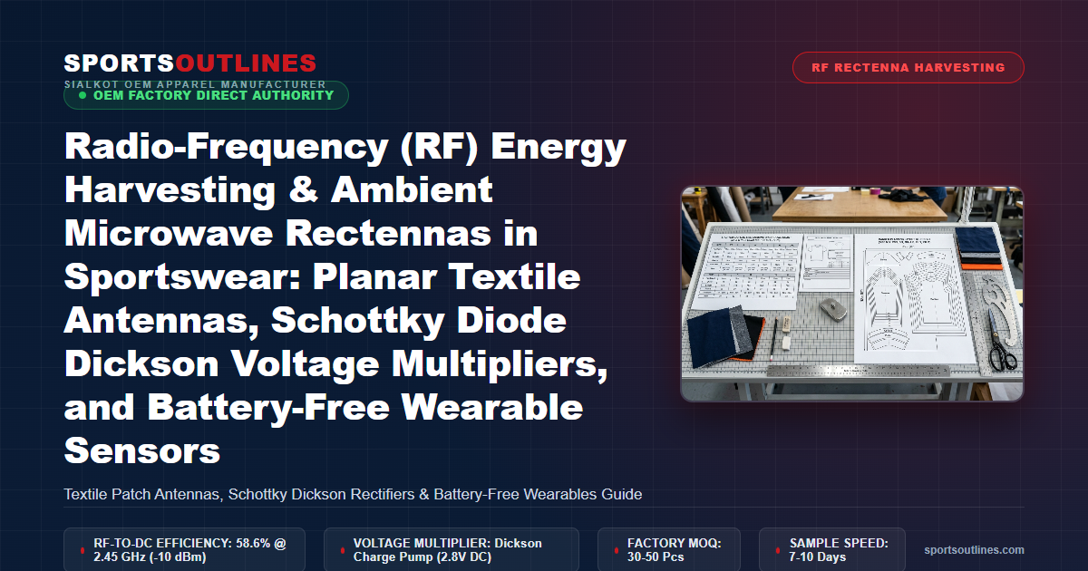 Radio-Frequency (RF) Energy Harvesting & Ambient Microwave Rectennas in Sportswear: Planar Textile Antennas, Schottky Diode Dickson Voltage Multipliers, and Battery-Free Wearable Sensors - Sports Outlines Sialkot Manufacturer