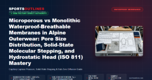 Microporous vs Monolithic Waterproof-Breathable Membranes in Alpine Outerwear: Pore Size Distribution, Solid-State Molecular Stepping, and Hydrostatic Head (ISO 811) Mastery - Sports Outlines Sialkot Manufacturer