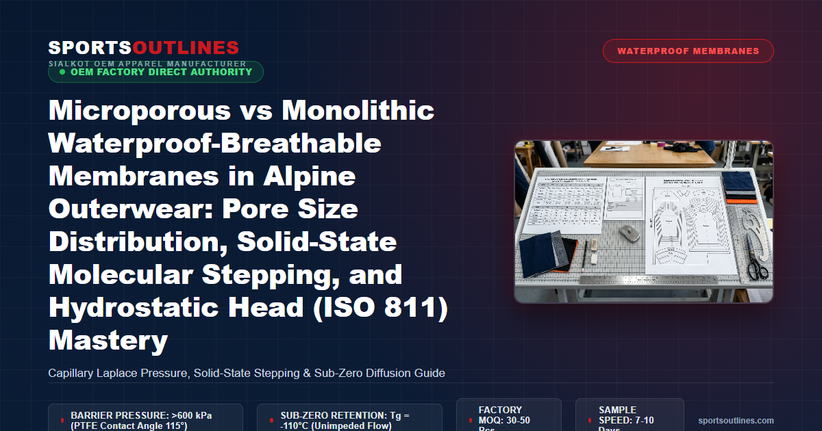 Microporous vs Monolithic Waterproof-Breathable Membranes in Alpine Outerwear: Pore Size Distribution, Solid-State Molecular Stepping, and Hydrostatic Head (ISO 811) Mastery - Sports Outlines Sialkot Manufacturer