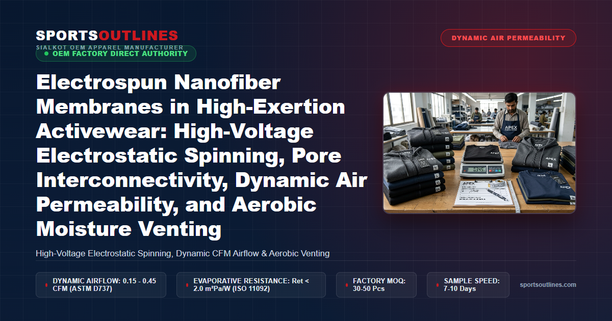 Electrospun Nanofiber Membranes in High-Exertion Activewear: High-Voltage Electrostatic Spinning, Pore Interconnectivity, Dynamic Air Permeability, and Aerobic Moisture Venting - Sports Outlines Sialkot Manufacturer