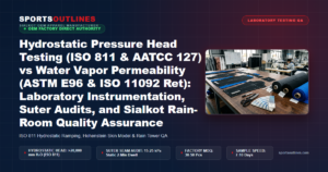 Hydrostatic Pressure Head Testing (ISO 811 & AATCC 127) vs Water Vapor Permeability (ASTM E96 & ISO 11092 Ret): Laboratory Instrumentation, Suter Audits, and Sialkot Rain-Room Quality Assurance - Sports Outlines Sialkot Manufacturer