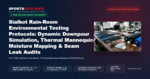 Sialkot Rain-Room Environmental Testing Protocols: Dynamic Downpour Simulation, Thermal Mannequin Moisture Mapping & Seam Leak Audits - Sports Outlines Sialkot Manufacturer