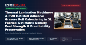 Thermal Lamination Machinery & PUR Hot-Melt Adhesive Gravure Roll Calendering in 3L Fabrics: Dot Matrix Density, Peel Strength & Breathability Preservation - Sports Outlines Sialkot Manufacturer