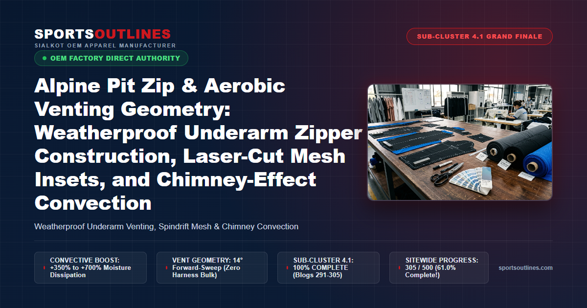 Alpine Pit Zip & Aerobic Venting Geometry: Weatherproof Underarm Zipper Construction, Laser-Cut Mesh Insets, and Chimney-Effect Convection - Sports Outlines Sialkot Manufacturer