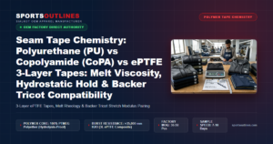 Seam Tape Chemistry: Polyurethane (PU) vs Copolyamide (CoPA) vs ePTFE 3-Layer Tapes: Melt Viscosity, Hydrostatic Hold & Backer Tricot Compatibility - Sports Outlines Sialkot Manufacturer