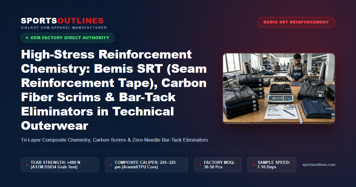 High-Stress Reinforcement Chemistry: Bemis SRT (Seam Reinforcement Tape), Carbon Fiber Scrims & Bar-Tack Eliminators in Technical Outerwear - Sports Outlines Sialkot Manufacturer