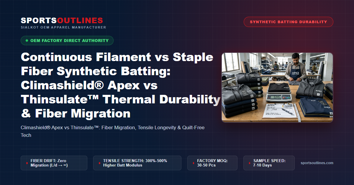 Continuous Filament vs Staple Fiber Synthetic Batting: Climashield® Apex vs Thinsulate™ Thermal Durability & Fiber Migration - Sports Outlines Sialkot Manufacturer