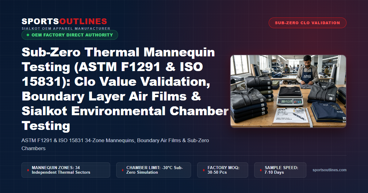 Sub-Zero Thermal Mannequin Testing (ASTM F1291 & ISO 15831): Clo Value Validation, Boundary Layer Air Films & Sialkot Environmental Chamber Testing - Sports Outlines Sialkot Manufacturer