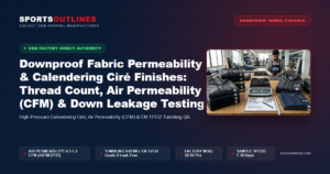 Downproof Fabric Permeability & Calendering Ciré Finishes: Thread Count, Air Permeability (CFM) & Down Leakage Testing - Sports Outlines Sialkot Manufacturer