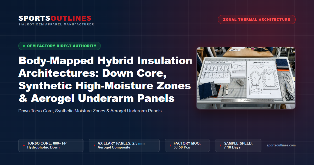 Body-Mapped Hybrid Insulation Architectures: Down Core, Synthetic High-Moisture Zones & Aerogel Underarm Panels - Sports Outlines Sialkot Manufacturer