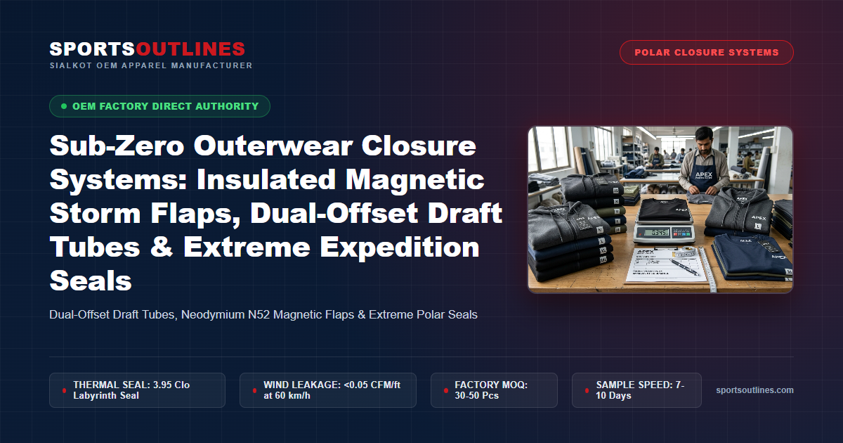 Sub-Zero Outerwear Closure Systems: Insulated Magnetic Storm Flaps, Dual-Offset Draft Tubes & Extreme Expedition Seals - Sports Outlines Sialkot Manufacturer