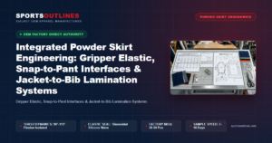 Integrated Powder Skirt Engineering: Gripper Elastic, Snap-to-Pant Interfaces & Jacket-to-Bib Lamination Systems - Sports Outlines Sialkot Manufacturer
