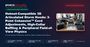 Helmet-Compatible 3D Articulated Storm Hoods: 3-Point Cohaesive™ Cord Adjustments, High-Collar Baffling & Peripheral Field-of-View Physics - Sports Outlines Sialkot Manufacturer