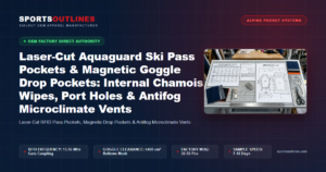 Laser-Cut Aquaguard Ski Pass Pockets & Magnetic Goggle Drop Pockets: Internal Chamois Wipes, Port Holes & Antifog Microclimate Vents - Sports Outlines Sialkot Manufacturer
