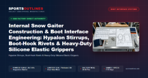 Internal Snow Gaiter Construction & Boot Interface Engineering: Hypalon Stirrups, Boot-Hook Rivets & Heavy-Duty Silicone Elastic Grippers - Sports Outlines Sialkot Manufacturer