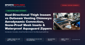 Dual-Directional Thigh Inseam vs Outseam Venting Chimneys: Aerodynamic Convection, Snow-Proof Mesh Insets & Waterproof Aquaguard Zippers - Sports Outlines Sialkot Manufacturer