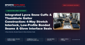 Integrated Lycra Snow Cuffs & Thumbhole Gaiter Construction: 4-Way Stretch Interlock, Low-Profile Bonded Seams & Glove Interface Seals - Sports Outlines Sialkot Manufacturer