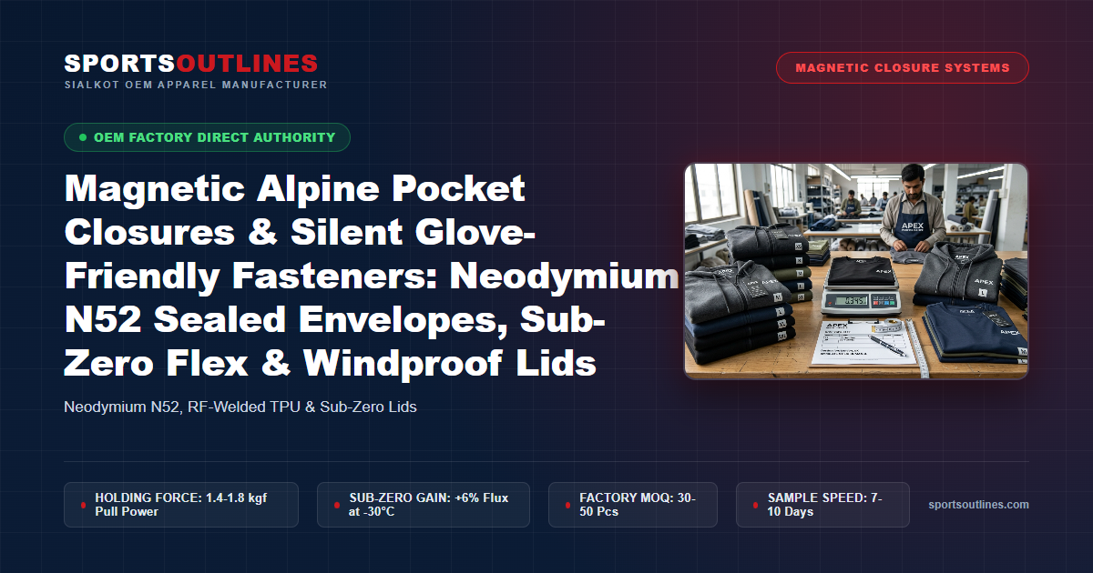 Magnetic Alpine Pocket Closures & Silent Glove-Friendly Fasteners: Neodymium N52 Sealed Envelopes, Sub-Zero Flex & Windproof Lids - Sports Outlines Sialkot Manufacturer