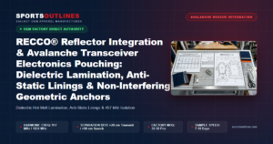 RECCO® Reflector Integration & Avalanche Transceiver Electronics Pouching: Dielectric Lamination, Anti-Static Linings & Non-Interfering Geometric Anchors - Sports Outlines Sialkot Manufacturer