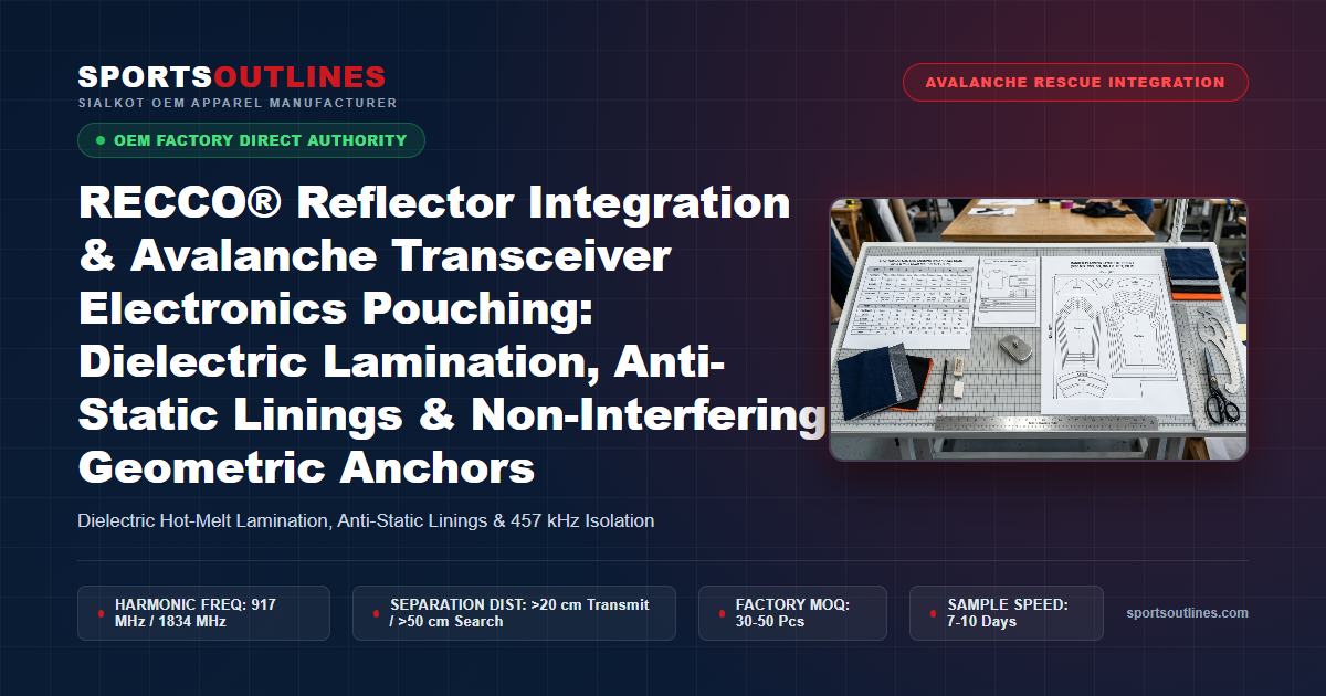 RECCO® Reflector Integration & Avalanche Transceiver Electronics Pouching: Dielectric Lamination, Anti-Static Linings & Non-Interfering Geometric Anchors - Sports Outlines Sialkot Manufacturer