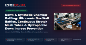 Down & Synthetic Chamber Baffling: Ultrasonic Box-Wall Baffles, Continuous Stretch Mesh Tubes & Hydrophobic Down Ingress Prevention - Sports Outlines Sialkot Manufacturer