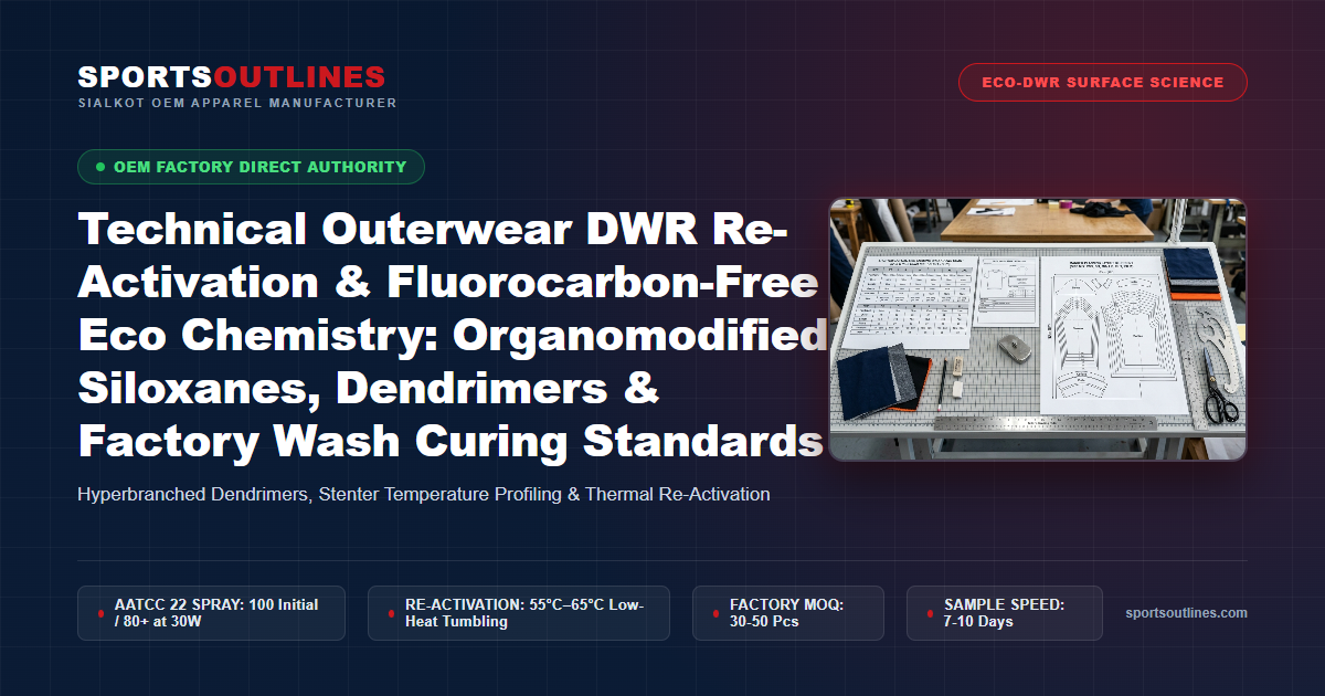 Technical Outerwear DWR Re-Activation & Fluorocarbon-Free Eco Chemistry: Organomodified Siloxanes, Dendrimers & Factory Wash Curing Standards - Sports Outlines Sialkot Manufacturer