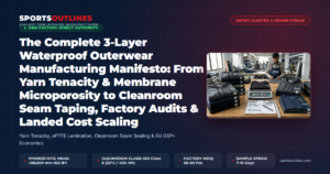 The Complete 3-Layer Waterproof Outerwear Manufacturing Manifesto: From Yarn Tenacity & Membrane Microporosity to Cleanroom Seam Taping, Factory Audits & Landed Cost Scaling - Sports Outlines Sialkot Manufacturer