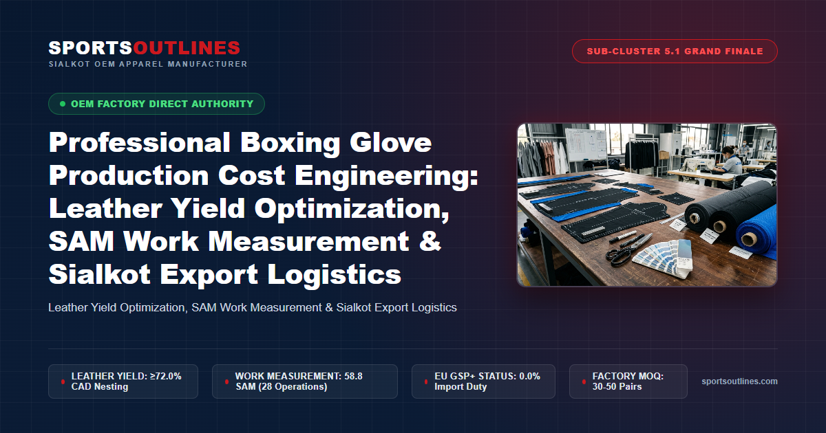 Professional Boxing Glove Production Cost Engineering: Leather Yield Optimization, SAM Work Measurement & Sialkot Export Logistics - Sports Outlines Sialkot Manufacturer