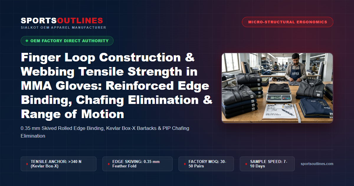 Finger Loop Construction & Webbing Tensile Strength in MMA Gloves: Reinforced Edge Binding, Chafing Elimination & Range of Motion - Sports Outlines Sialkot Manufacturer