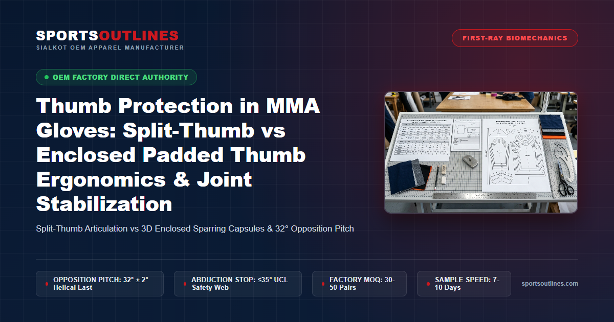 Thumb Protection in MMA Gloves: Split-Thumb vs Enclosed Padded Thumb Ergonomics & Joint Stabilization - Sports Outlines Sialkot Manufacturer